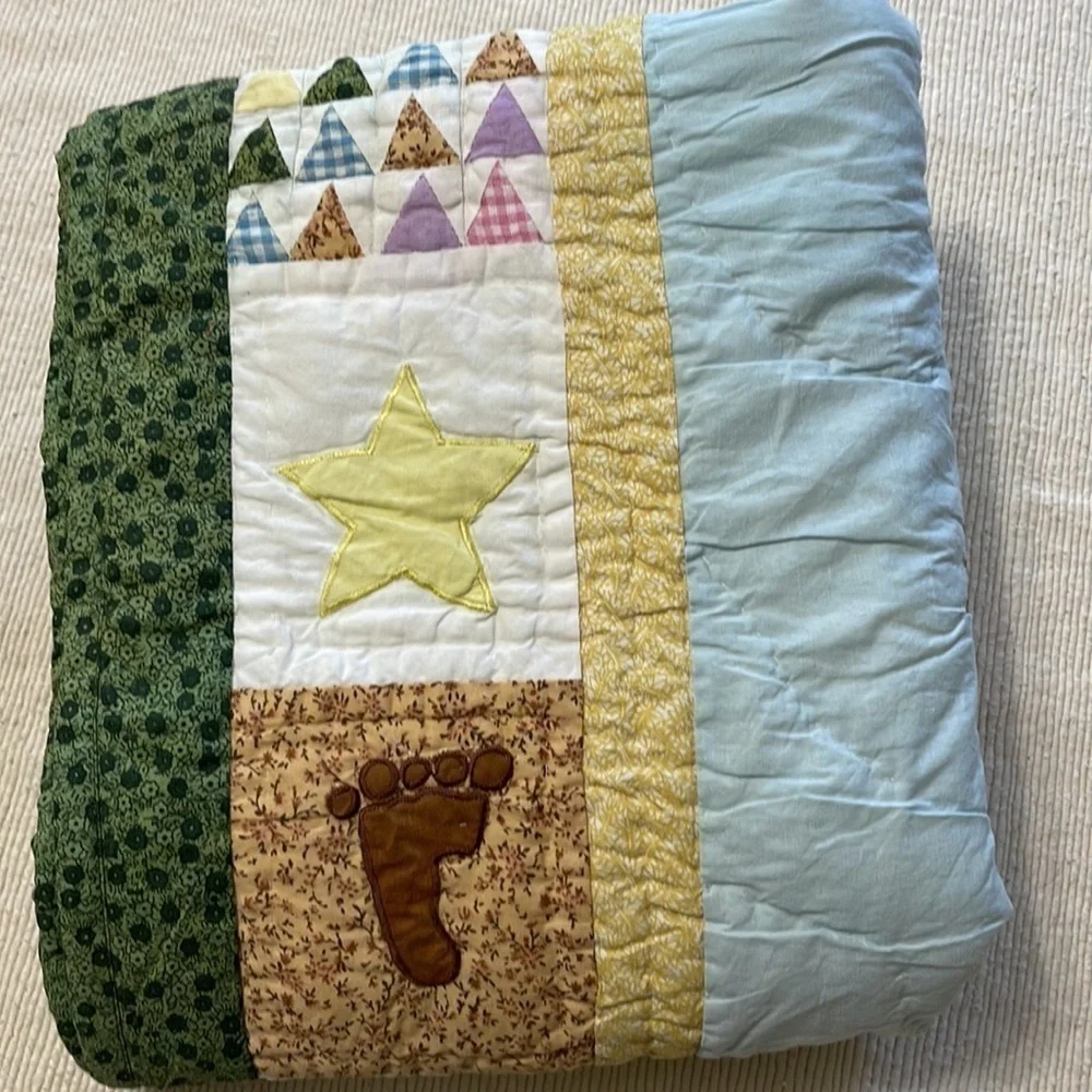 Stork Carrying New Born Baby Quilt. 42 x 48. P/A1490